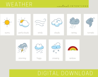 Weather Flashcards | Printable | Montessori | Preschool | Home School Learning