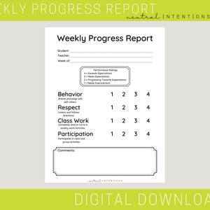 Rapporto settimanale sui progressi / Apprendimento in età prescolare / Rapporto sugli studenti