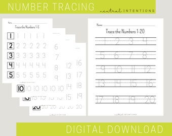 Number Tracing Worksheets | 1-20 | Preschool | Homeschool Learning