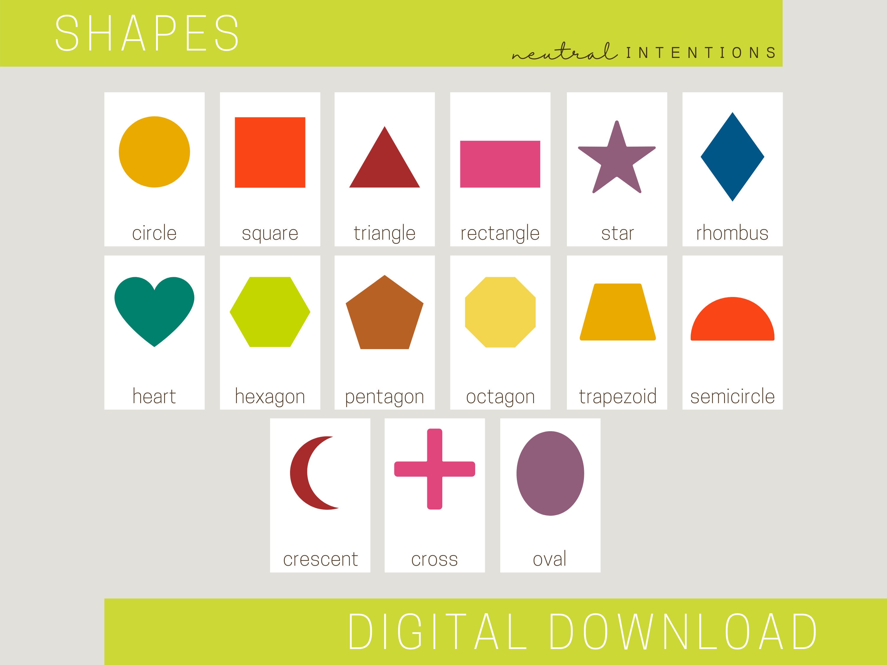Minimal Shapes Flashcards | Printable | Montessori | Preschool Home ...