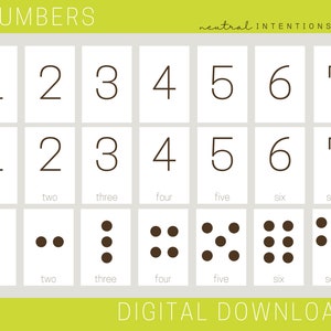 Minimal Numbers Flashcards | Printable | Counting | Preschool Home School Learning |  1-20