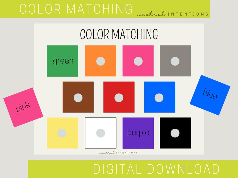 Color Matching Game Toddler Preschool Activity Printable - Etsy