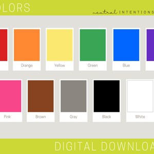 Minimal Color Flashcards | Printable | Montessori | Preschool Home School Learning | Colorful