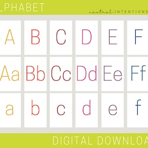 Minimal Alphabet Flashcards | Printable | ABCs | Preschool Home School Learning | Colorful A-Z