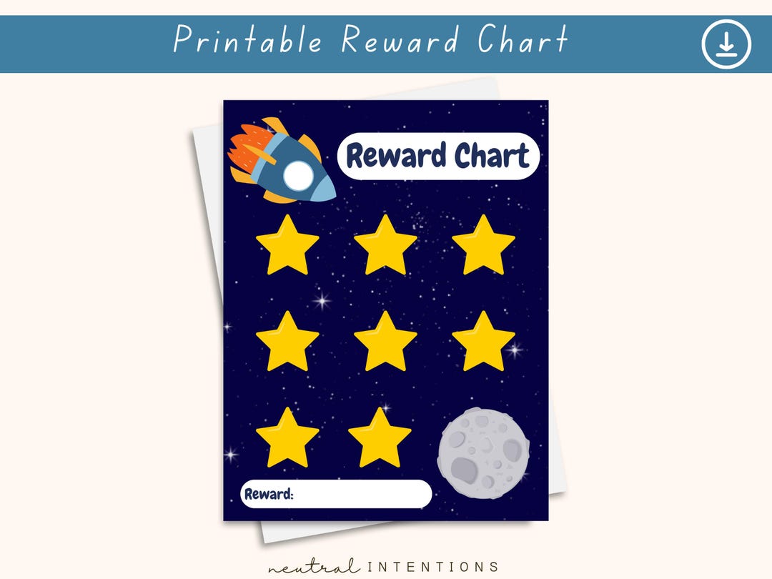 Space Reward Chart for Preschool & Kindergarten | Short Goal Tracker ...