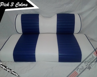 Quilt Ez-Go Txt/Rxv With Piping Front Seat Set (Staple On Vinyl) ( Pick 3 Colors ) Made In The USA