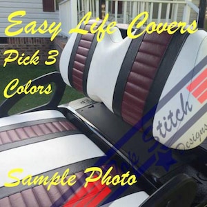 2 Stripe Club Car Precedent/Tempo Front Seat Set (Staple On Vinyl) ( Pick 3 Colors ) Made In The USA