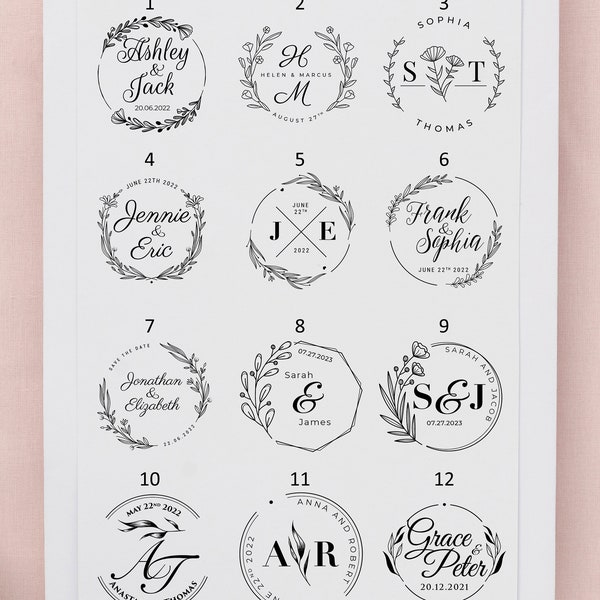 Hochzeitsstempel, Personalisierter Stempel, Runder Stempel, Individueller Hochzeitsstempel, Hochzeitseinladung, Stempel, Hochzeitskarte, Blumen Stempel