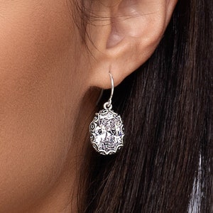 Vintage Style Statement Sterling Silver Oval Cubic Zirconia CZ Earrings