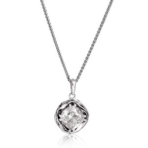 Sterling Silver Wire Wrap Pendant Necklace, Bridal CZ Necklace, Layering Necklace, 925 Silver Jewelry, Minimalist Necklace, Unique Necklace
