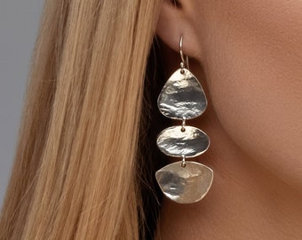 Bold Sterling Silver Dangle Earrings, Statement Earrings, Unique Earrings, Large Silver Earrings, Drop Earrings, Modern Jewelry