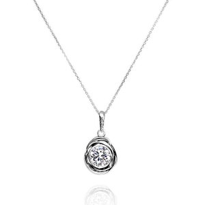 Cubic Zirconia Necklace, CZ Pendant Necklace, Silver Necklace, Wire Wrap Necklace, Layering Necklace, Minimalist Jewelry, Bezel Necklace