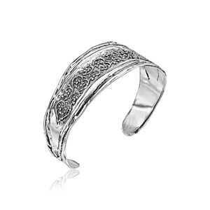 Sterling Silver Cuff Bracelet, Wide Bangle Bracelet, Vintage Style Jewelry, Adjustable Bracelet, Stacking Bracelet, Unique Bracelet
