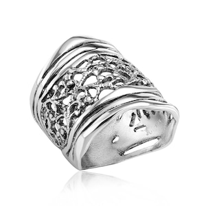 Sterling Silver Rings for Women, Filigree Ring, Unique Ring, Statement Ring, Gift for Her, Silver Lace Ring, Artisan Jewelry