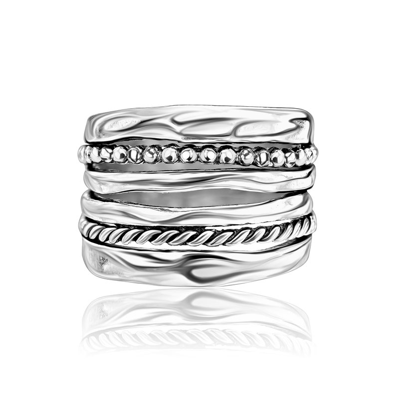 Sliver Rings Multiple Sterling Silver Ring, Wire Wrap Ring, Wide Silver Rings, Multi Strand ...