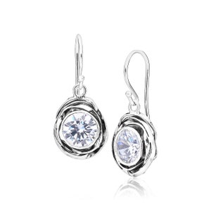 Sterling Silver Cubic Zirconia Dangle Earrings