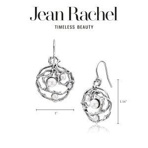 Multi Stone Earrings, Artistic Sterling Silver Pearl CZ Earrings, Bridal Earrings, Handmade Jewelry, Wire Wrap Earrings, Gift for Her image 6