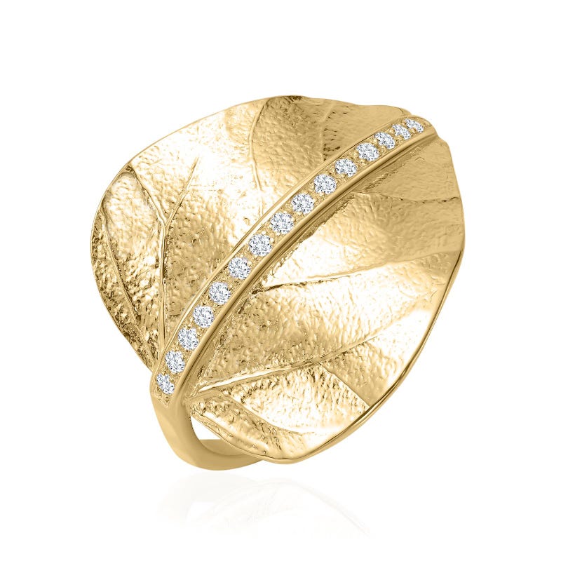 Large Diamond Leaf Ring main image 0