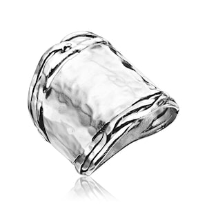 Hammered Wide Sterling Silver Ring