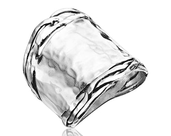 Hammered Wide Sterling Silver Ring