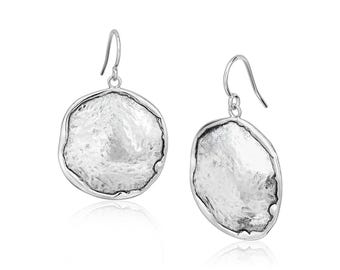 Bold Sterling Silver Circle Earrings, Statement Earrings, Round Earrings, Large Silver Earrings, Hammered Earrings, Geometric Earrings
