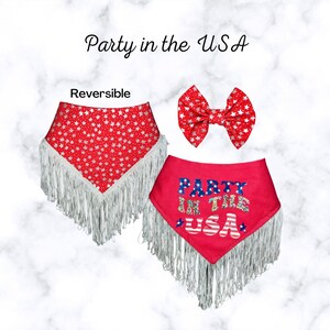 Party in the USA | Reversible Bandana | Pet Bandanas| Patriotic Bandana