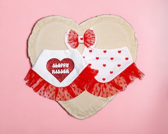Slordige kus | Omkeerbare bandana | Valentijnsdagbandana| Huisdierbandana