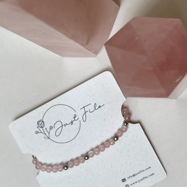 Rose Quartz Bracelet, Natural Stone Healing, Just Filo Craft, Calming Bracelet-Spiritual Protection Meditation Anxiety Relief Gift, Birthday