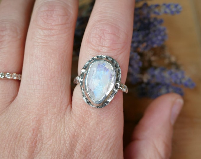 Featured listing image: Rainbow Moonstone Sterling Silver Ring