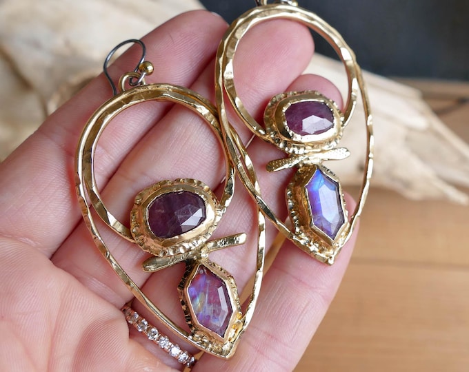 Featured listing image: Multi Gemstone Brass Earrings