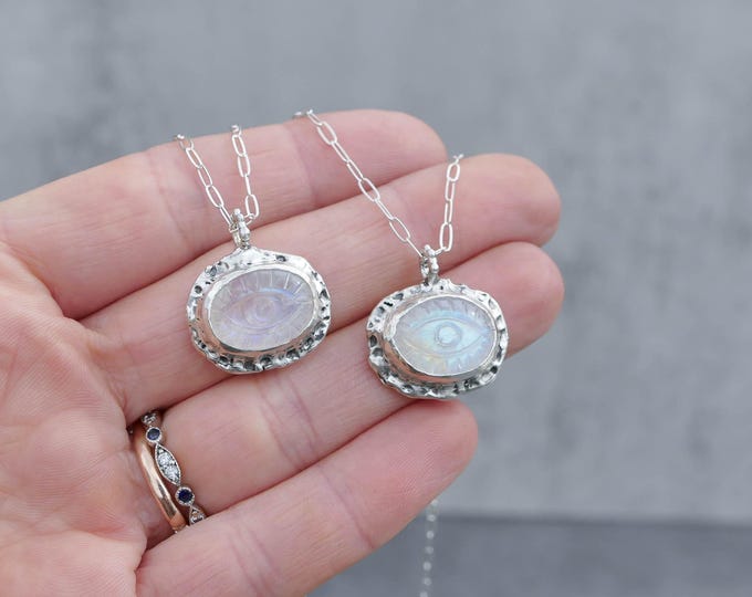 Featured listing image: Evil Eye Rainbow Moonstone Necklace