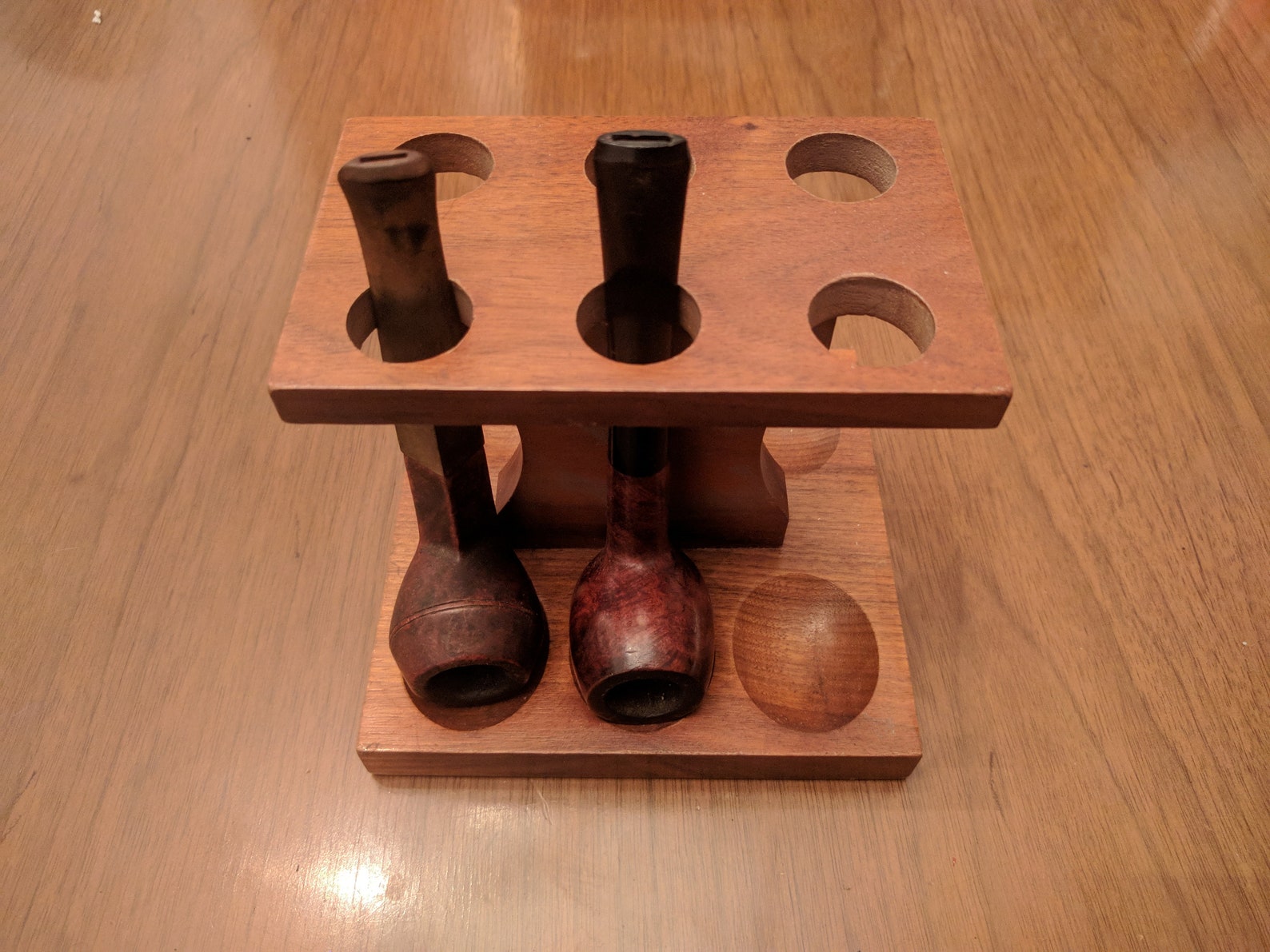 1 Wood Tobacco Pipe Holder Rack Holds 6 Pipes And 2 Estate Etsy
