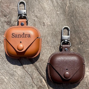 Personalised Apple 3 Airpod Case, Protective Case Protector, Engraved and Handmade PU Leather, Customised Airpod Case