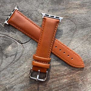 Personalised Brown Leather Apple Watch Strap, 38mm 40mm 41mm 42mm 44mm 45mm, Series 7 6 5 4 3 2 1 SE, Engraved Apple Watch Band, iWatch Band