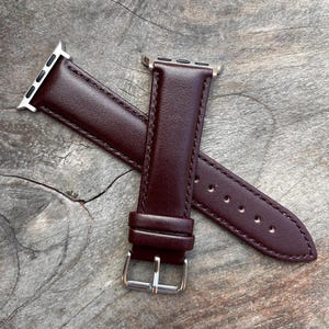 Personalised Dark Brown Leather Apple Watch Strap, 38mm 40mm 41mm 42mm 44mm 45mm, Series 7 6 5 4 3 2 1 SE, Engraved Apple Watch Band, iWatch