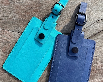 Handmade Vegan Leather Luggage Tag: Personalized Travel Label