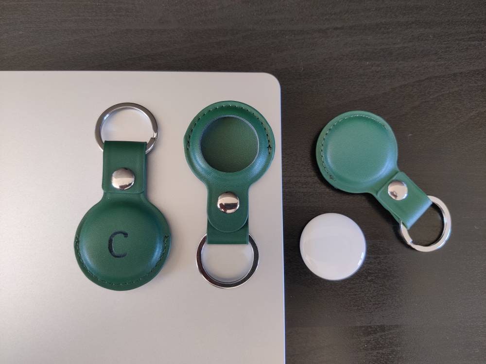 Apple AirTag Leather Key Ring - Forest Green