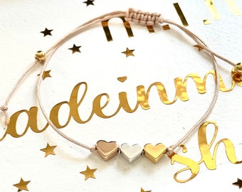 Macramee Armband Herz Herzen Liebe Gold Silber Rose Gold Geschenk Freundschaftsband filigran minimalistisch