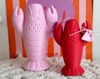 3D printed funny lobster vase, neon colorful, Ibiza, Scandi, Pop Art, dried flowers, summer decor, nautical, table decoration, souvenir, organizer, kawaii