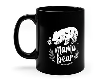 Mama Bear Est. 2023 Coffee Mug, 1oz Black Mug