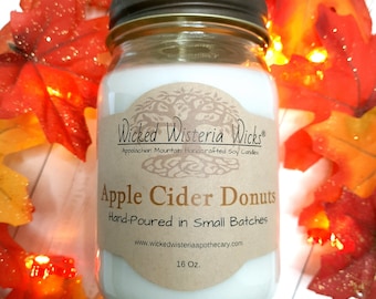 Wicked Wisteria Wicks Apple Cider Donut Soy Candle with Rustic Style Lid and Charm