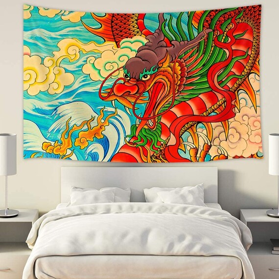 Japanese dragon tapestry sale