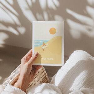 Carte - Surf Life - 12x17cm // Illustration, Décoration, Art mural, Carte postale