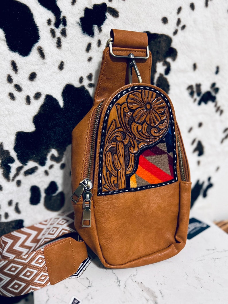 Tooled Leather Crossbody Bag Travel Bag Custom Tooled Etsy
