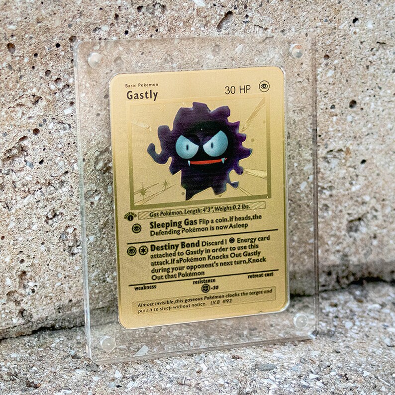 Pokemon Metal Cards Haunter Gastly Gengar Metal Card Set Etsy