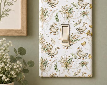 Custom cottagecore bow goose duck floral light switch / outlet cover