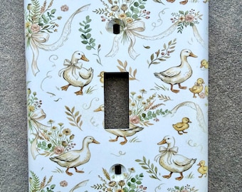 Custom cottagecore bow goose duck floral light switch / outlet cover