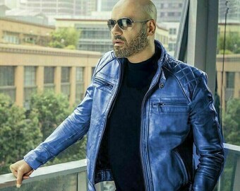 leather jackets blue