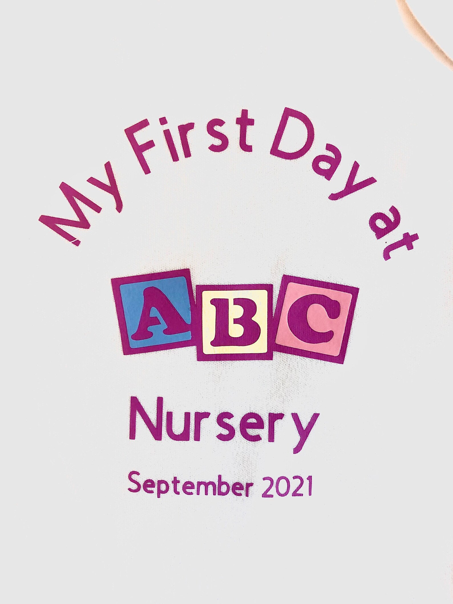 Personalised First Day at Nursery / Day Care with name & date Etsy