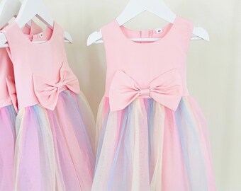 Tutu dress - pastel rainbow - personalised with name or age - 1st birthday dress - first birthday dress - toddler tutu skirt
